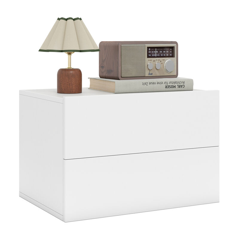 Floating Nightstand with 2 Drawers Wall Mounted Bedroom Bedside Table image number 6