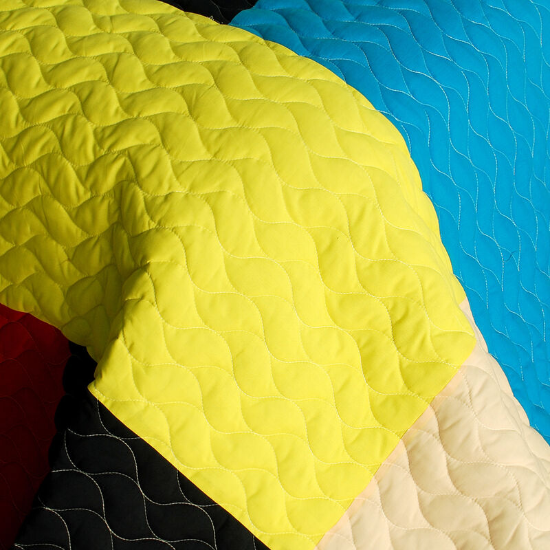 3 Piece Patchwork Quilted Quilt Set Queen Size Lightweight Soft Bedspread Set image number 2