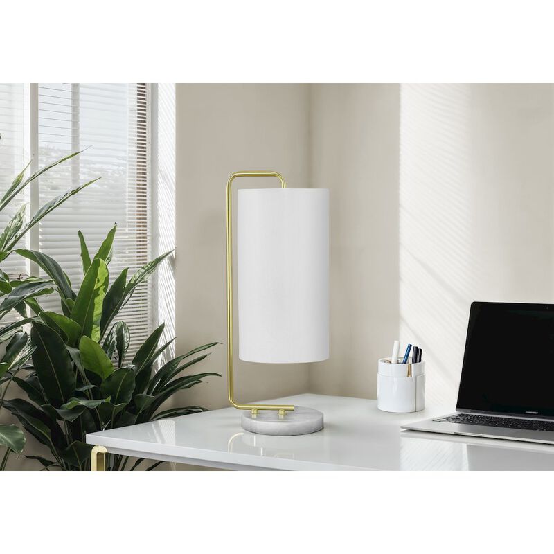 Lighting, 20"H, Table Lamp, White Marble, Ivory / Cream Shade, Contemporary