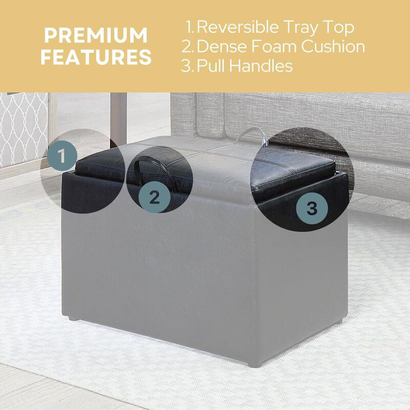 Convience Concept, Inc. Accent Storage Ottoman with Reversible Tray