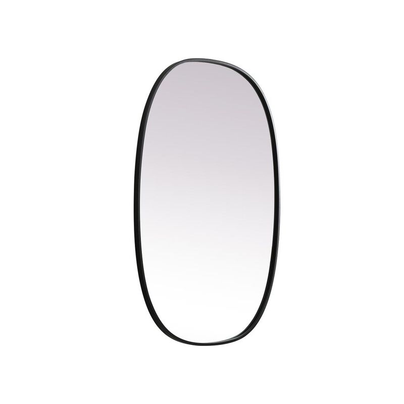 Elegant Decor Metal Frame Oval Mirror 27x40 Inch in Black