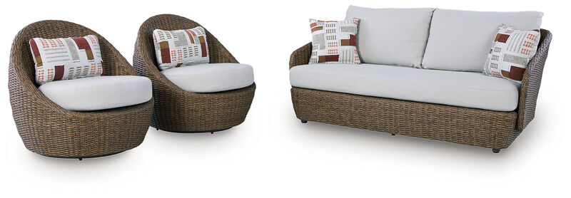 Cardiff Beach Outdoor Loveseat and Swivel Chairs Set of 3 image number 5