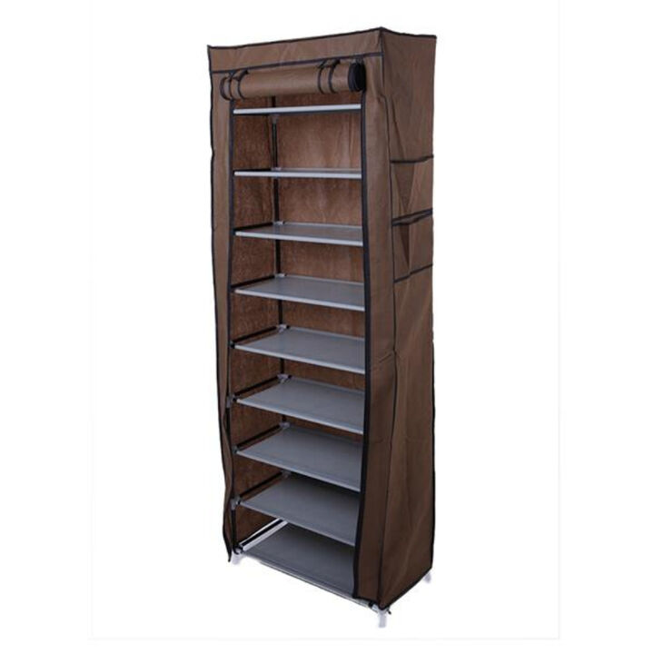 Portable 9-Lattices Non-Woven Fabric Shoe Rack, Space-Saving Storage Solution for Entryway & Bedroom