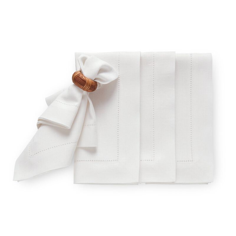 Solino Home 100% Pure Linen Dinner Napkins Set of 4 - Medium Weight Hemstitch