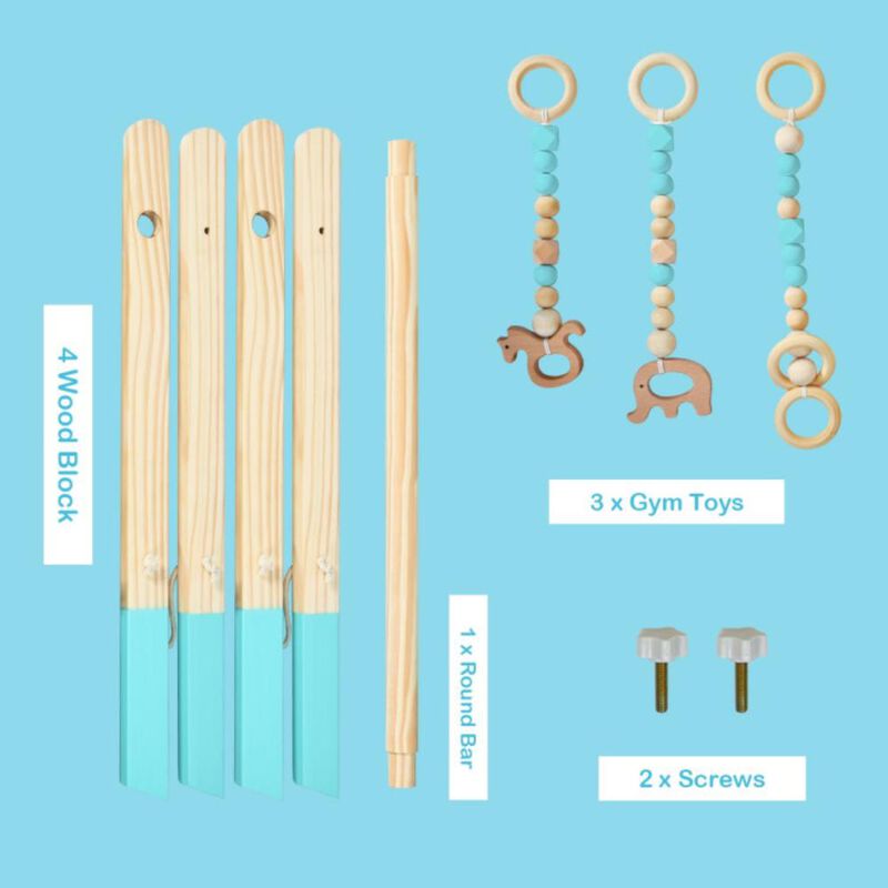 Hivvago Wooden Baby Play Center with 3 Hanging Toys