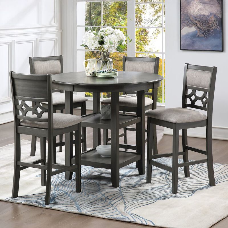 New Classic Furniture Furniture Mitchell 5-Piece Transitional Wood Counter Set in Gray