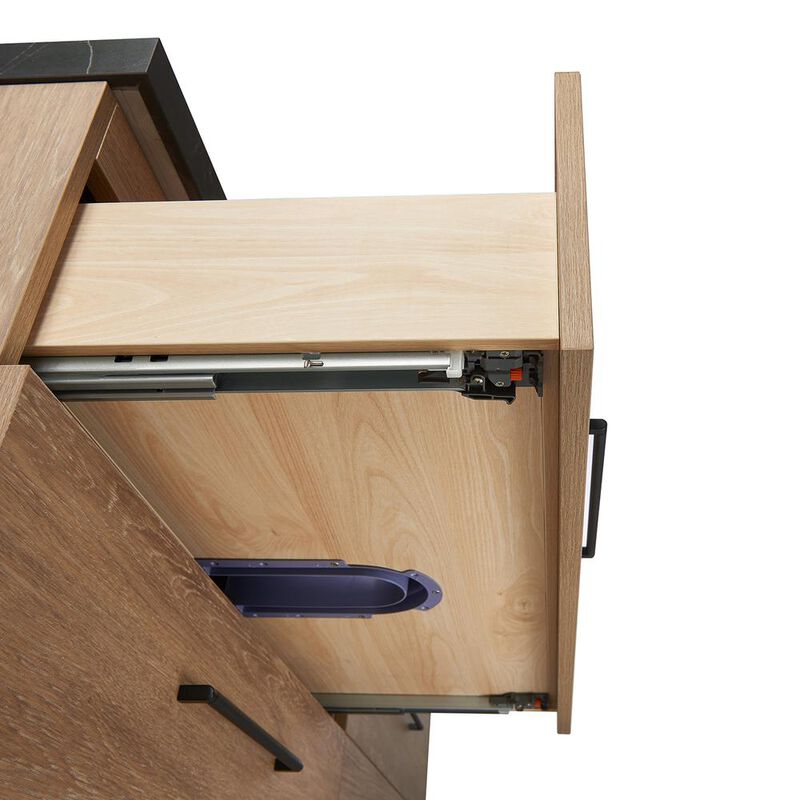 Vinnova Design Double Sink Bath Vanity with Black Sintered Stone Top with Concrete Sink