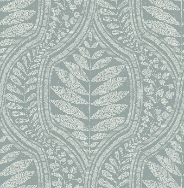 Juno Teal Ogee Wallpaper