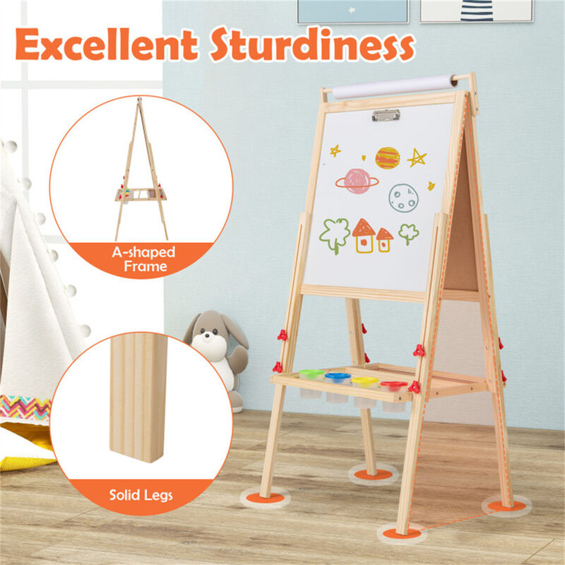 Multi-Functional Art Easel with Adjustable Height, Paint Cup Holders, and Double Sides image number 4