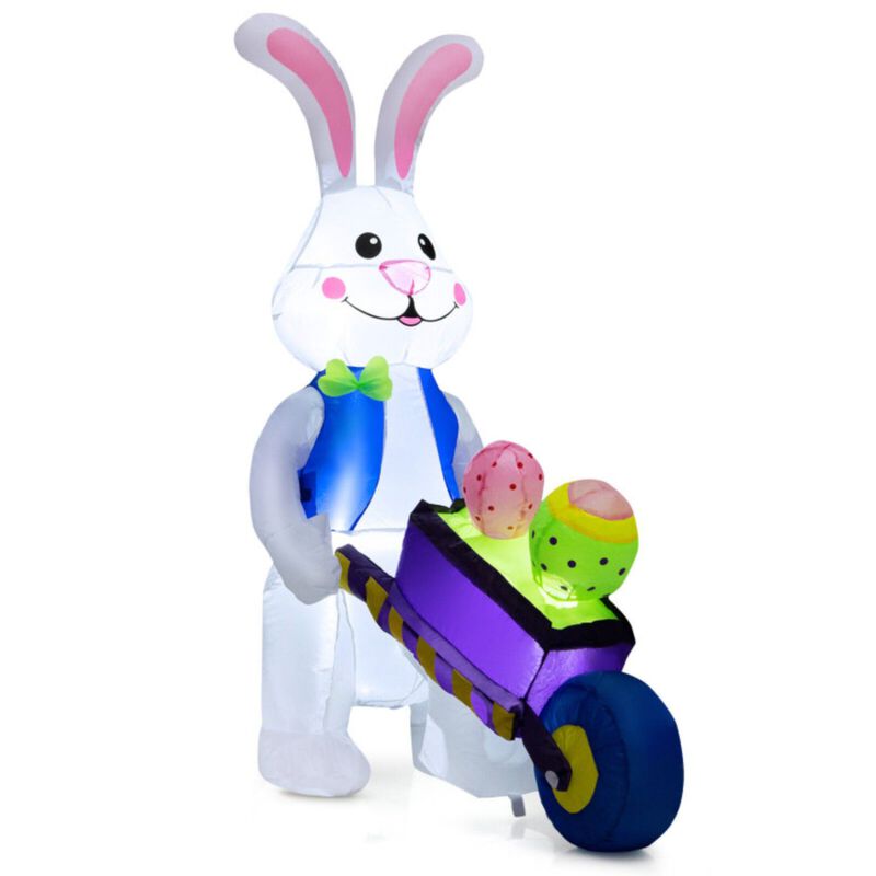 Inflatable Easter Rabbit Decoration with Pushing Cart image number 1