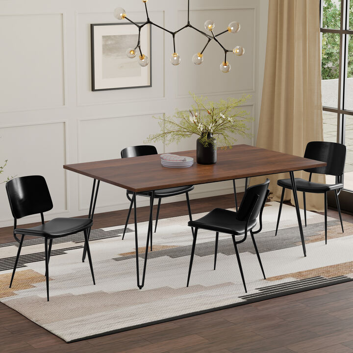Hunter 66 inch x 40 inch Rectangle Industrial Dining Table in Walnut Veneer