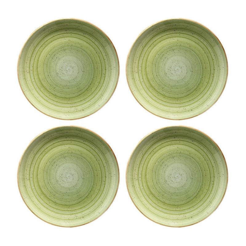 Therapy dia.8.25" Round Green Porcelain Plate (Set of 4)