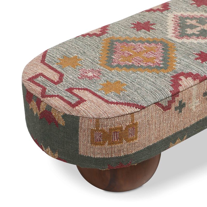 Rizi Textured Wool Upholstered Bench image number 3