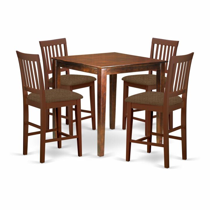 5 PC Counter height Table set-Square counter height Table and 4 counter height Chairs