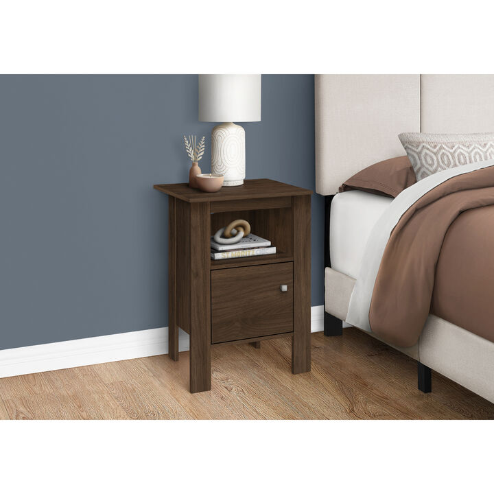 Monarch Specialties I 2144 Accent Table, Side, End, Nightstand, Lamp, Storage, Living Room, Bedroom, Laminate, Walnut, Transitional