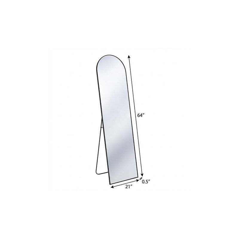 HomeRoots 64" Black Aluminum Arch Freestanding And Wall Mounted Framed Full Length Mirror image number 4