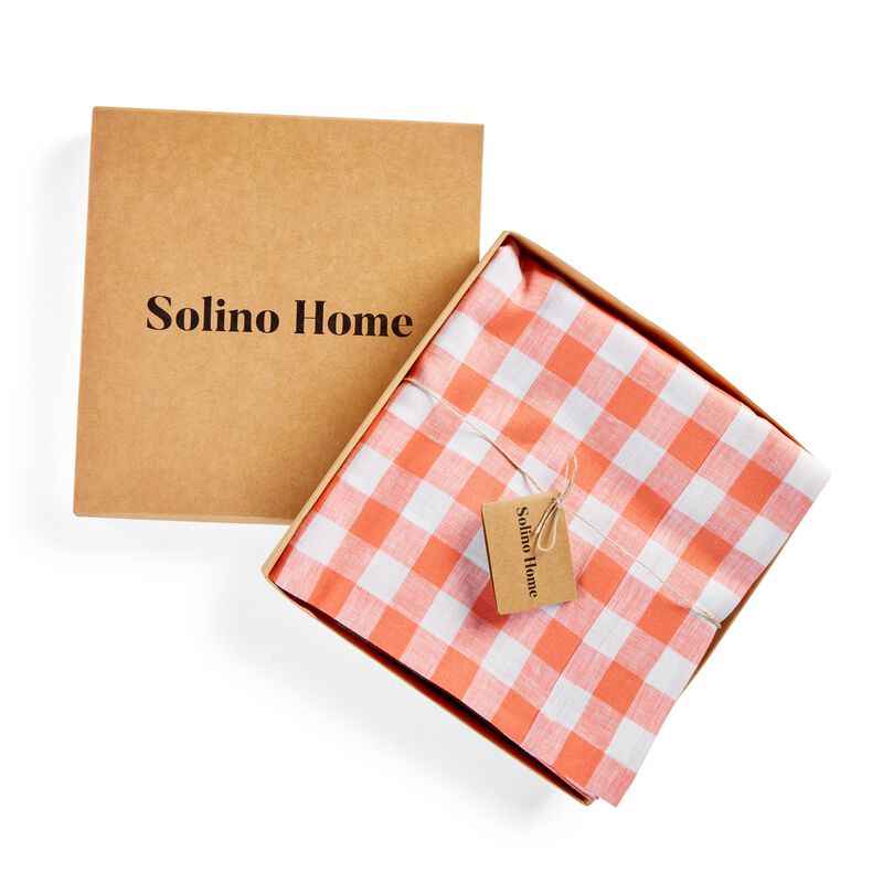 Solino Home Morgan Check 100% Linen Tablecloth &ndash; Handcrafted, Machine Washable, Perfect for Holiday and Everyday Dining