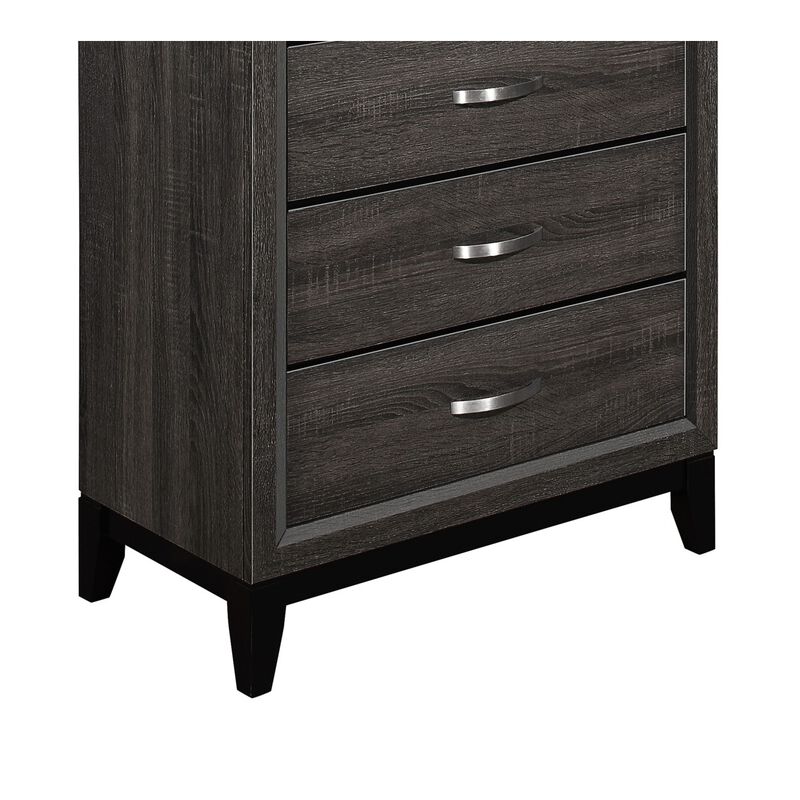Streamdale Gray Contemporary Chest of Drawers with Polished Chrome Pulls