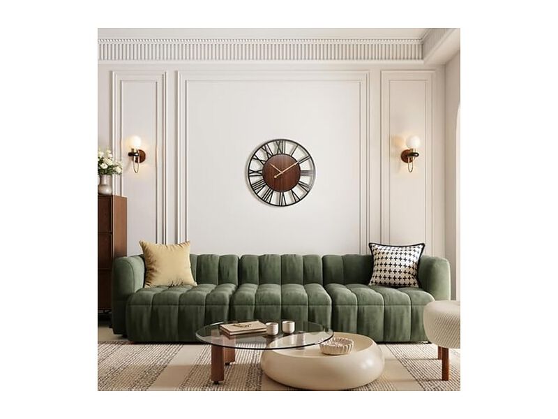 Wood Farmhouse Completely Wall Clock 24 Inch Silent Non Ticking Battery Operated image number 2