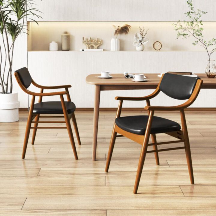 Hivvago Wooden Dining Chair Set of 2 with Padded Seat and Back
