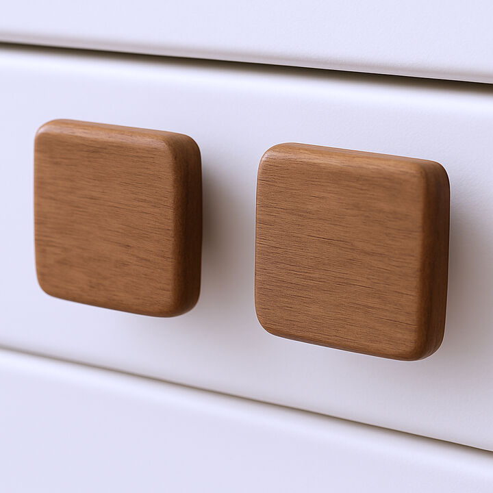 HomeRoots Set of Two Brown Wood Square Drawer Pull Knobs