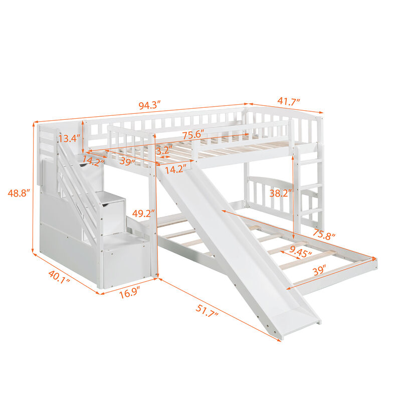 Merax Bunk Bed with Two Drawers and Slide