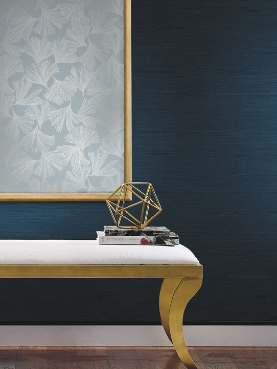 Gingko Toss Blue Wallpaper