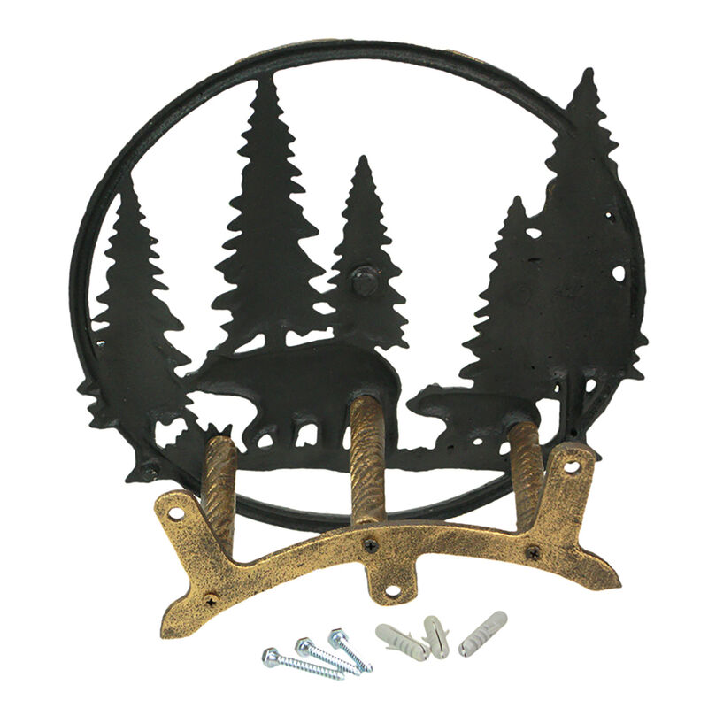 Black Bear Forest Cast Iron Garden Hose Holder - 11" Wildlife Wall Decor image number 3