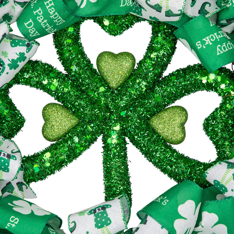 Shamrocks and Ribbons St. Patrick's Day Wreath  24-Inch  Unlit