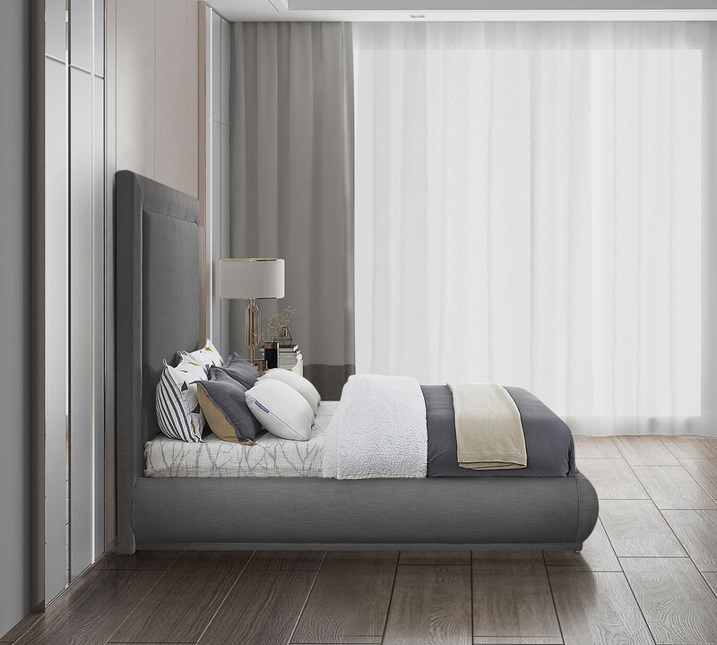 Meridian Furniture Brooke Grey Linen Textured Fabric King Bed image number 4