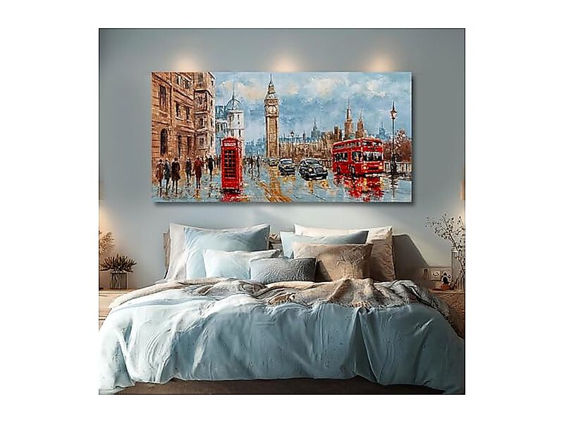 Large Street Scene Wall Art Featuring Red Bus Classic Architecture European City image number 2