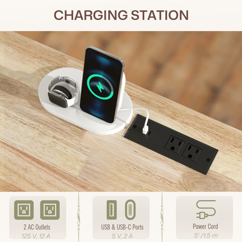 Hivvago Kitchen Island Cart with Drop Leaf, Charging Station, and Shelf image number 4