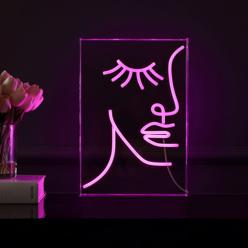Half-Face 10.3" X 15" Contemporary Glam Acrylic Box USB Operated LED Neon Light