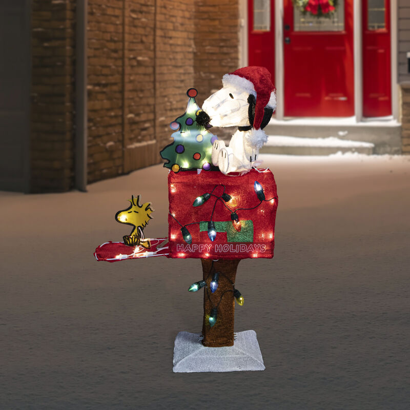 32" LED Lighted Peanuts Snoopy on Mailbox Outdoor Christmas Decoration - Clear Lights