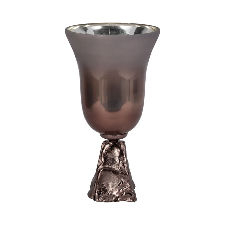 Glass, 15" 2-tone Chalice Vase, Metallic Kd