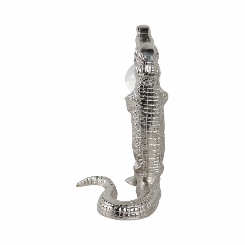 10x6" Crocodile Holding Acrylic Ball, Silver image number 3
