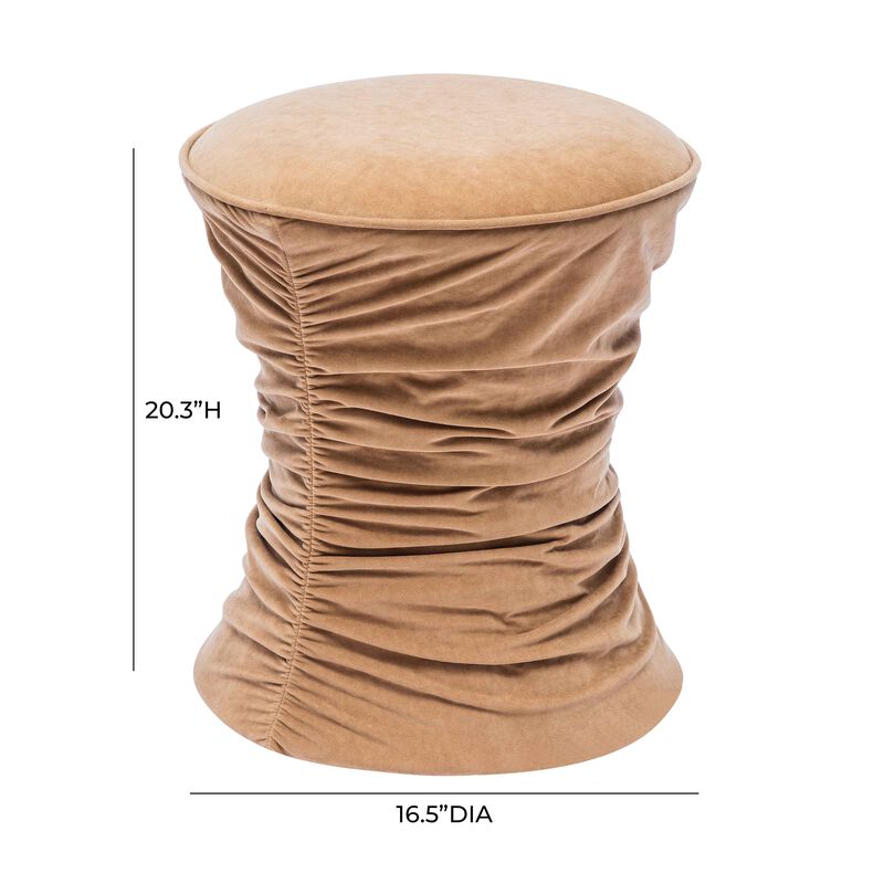 Bounce Dark Terracotta Ruched Velvet Adjustable Ottoman