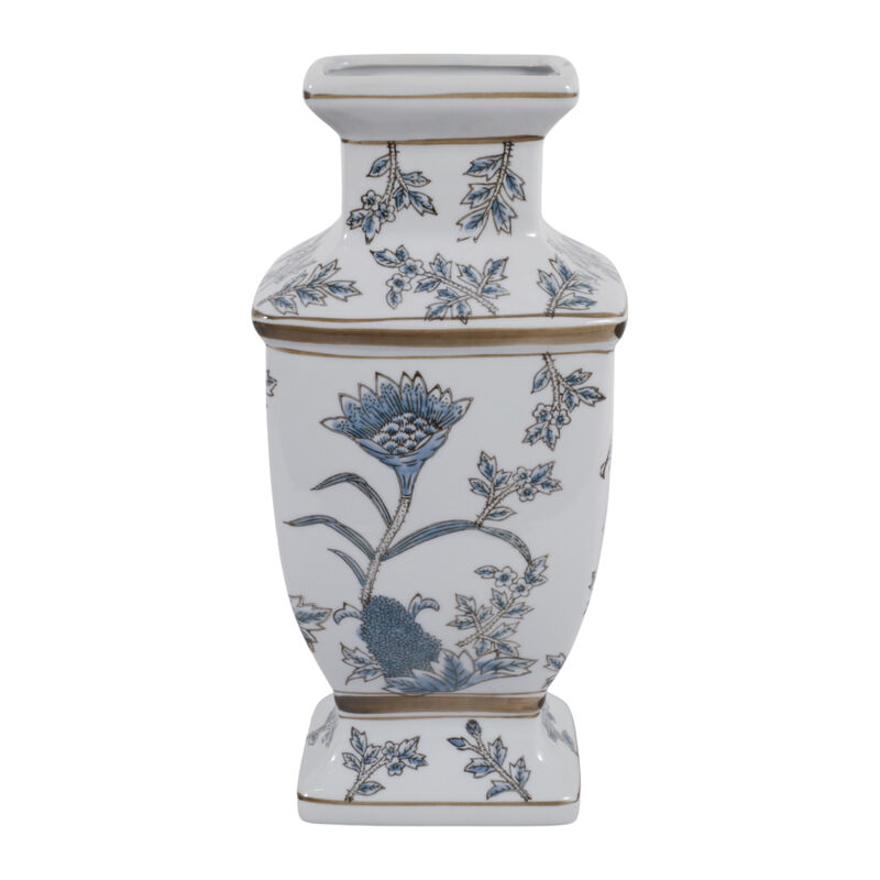 15x7" Foral Traditional Vase, Brown/blue image number 0