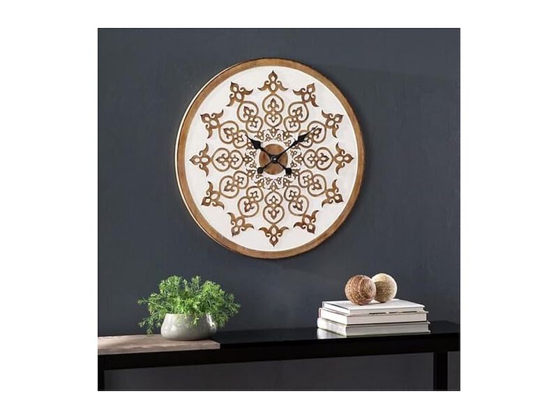 Moravelle Transitional White Finish Wall Clock Living Room Decor image number 1