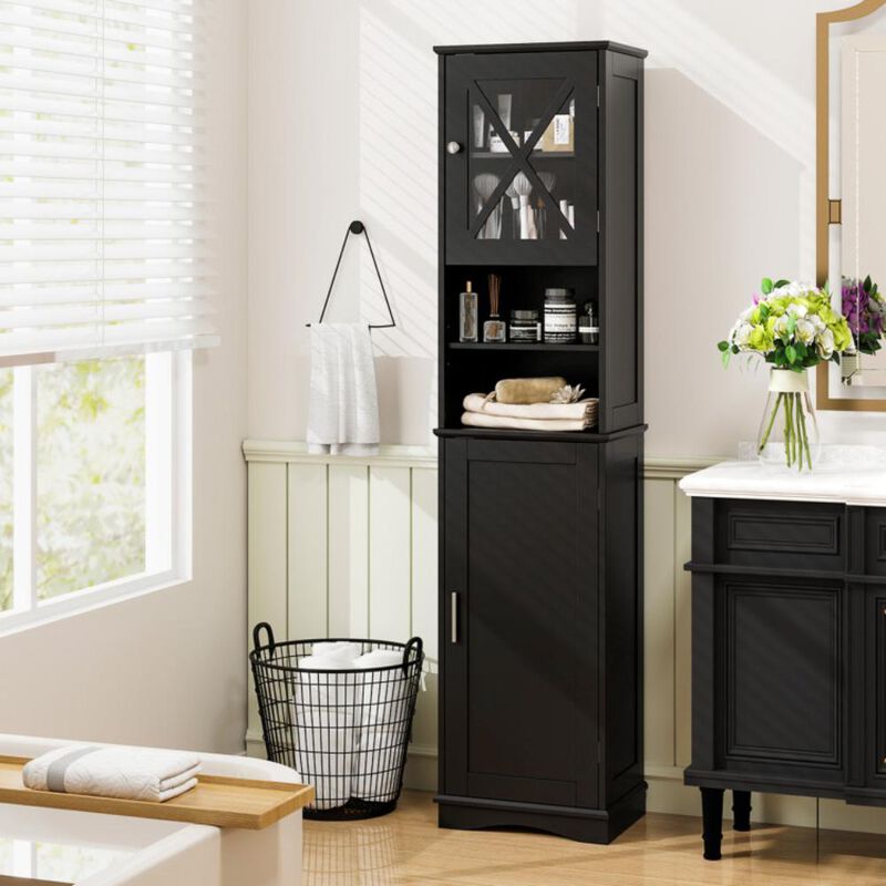 Hivvago Tall Bathroom Cabinet Freestanding Storage Cabinet with 5 Adjustable Shelves