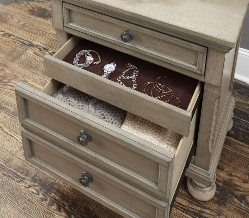 Streamdale Hidden Drawer Gray Finish Bedside Table
