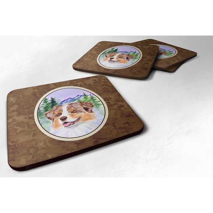 Caroline's Treasures SS8001FC Australian Shepherd Foam Coasters (Set of 4), 3.5 H x 3.5 W, Multicolor