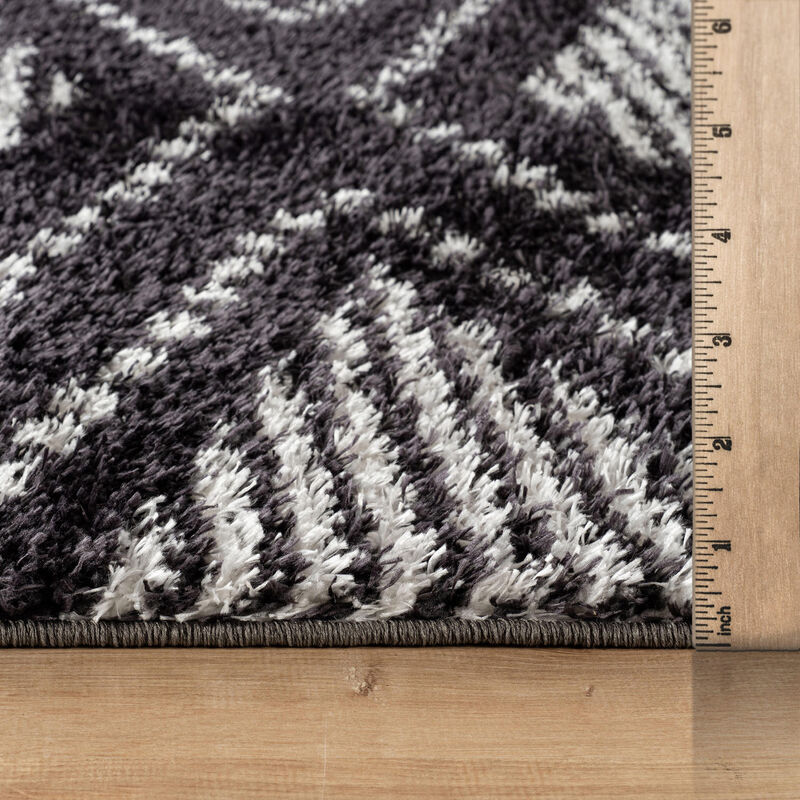 World Rug Gallery Geometric Shag Area Rug&ndash;Durable for Living Room, Bedroom, or Entryway&ndash;Easy to Clean, Kid & Pet Friendly-Polyester with Jute Backing image number 2