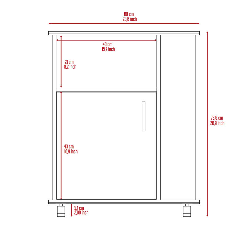 Kit Lower Microwave Cabinet, Single Door, Three Side Shelves-Black