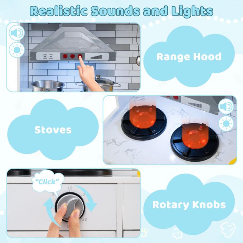 Hivvago Wooden Kitchen Playset with Lights and Sounds for Ages 3+