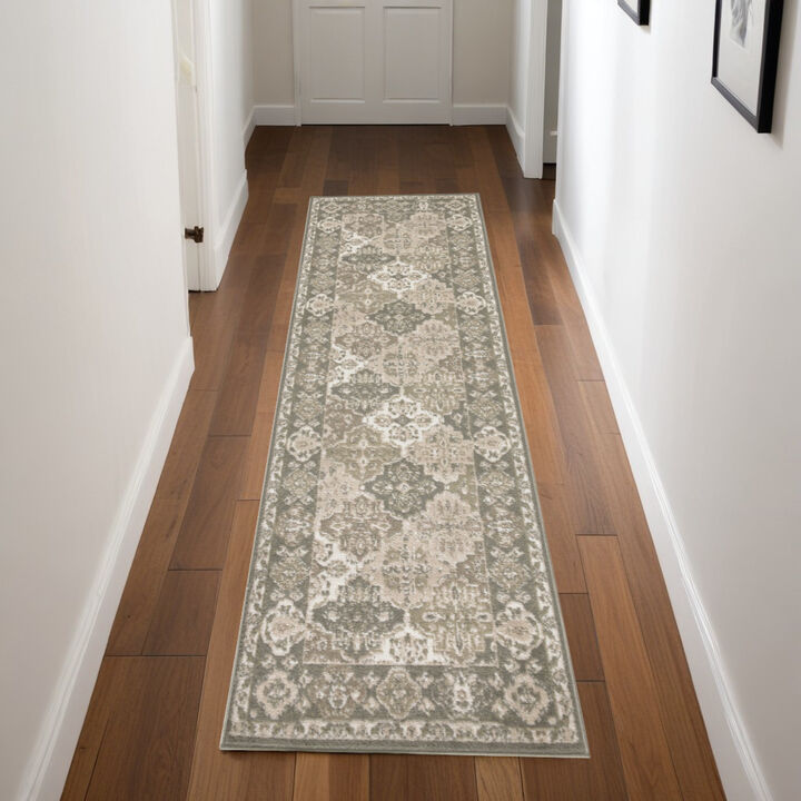 HomeRoots Medallion Distressed Runner Rug
