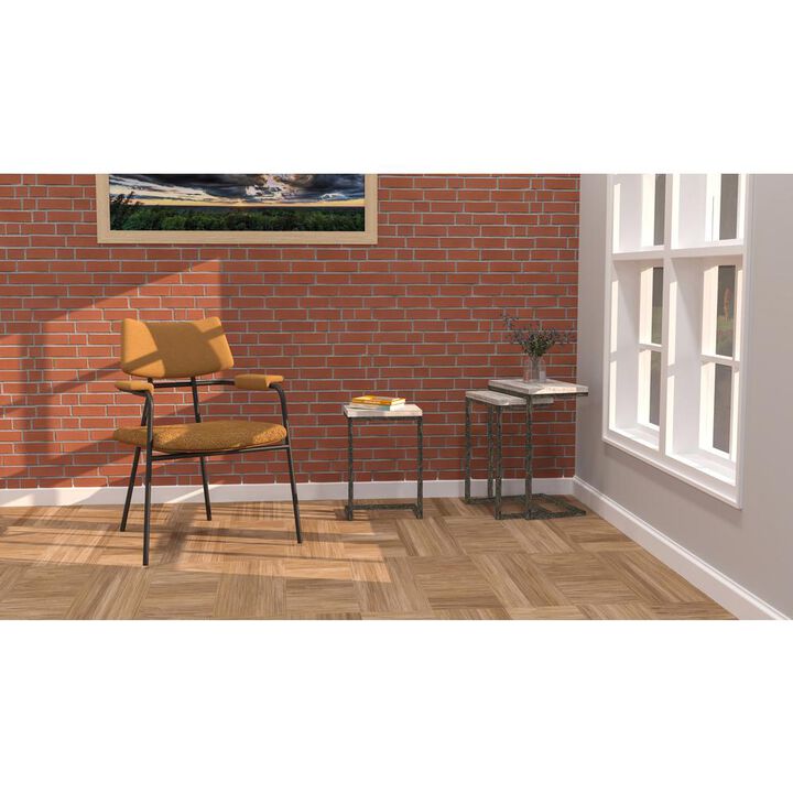 Carolina Living Addison Nesting Table Set - Natural Driftwood Top - Aged Iron Base