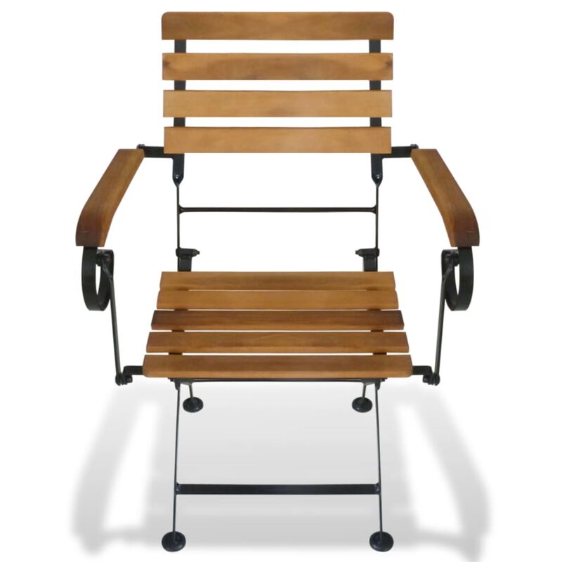 vidaXL Folding Patio Chairs 2 pcs Steel and Solid Wood Acacia image number 2