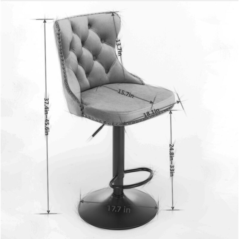 Streamdale Adjustable Swivel Velvet Bar Stools, Set of 2 image number 9