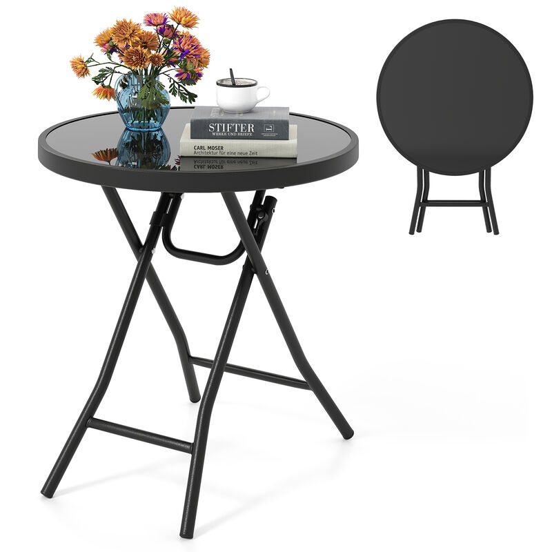 18 Inch Folding Side Table Patio Round Compact Side Table